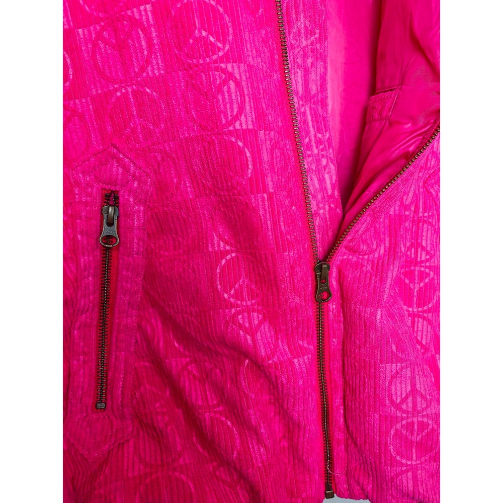 Urban Outfitters Pink Corduroy Peace Sign Quilted Crop Jacket‎ Neon L - Picture 9 of 10